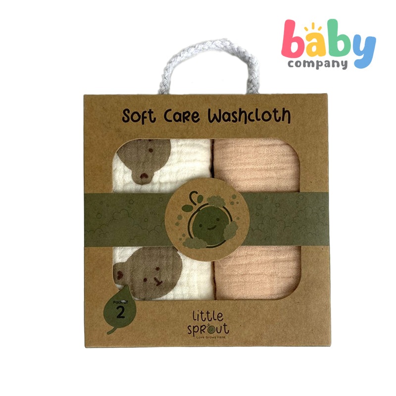Little Sprout 2pcs Soft Care Washcloth – Teddy