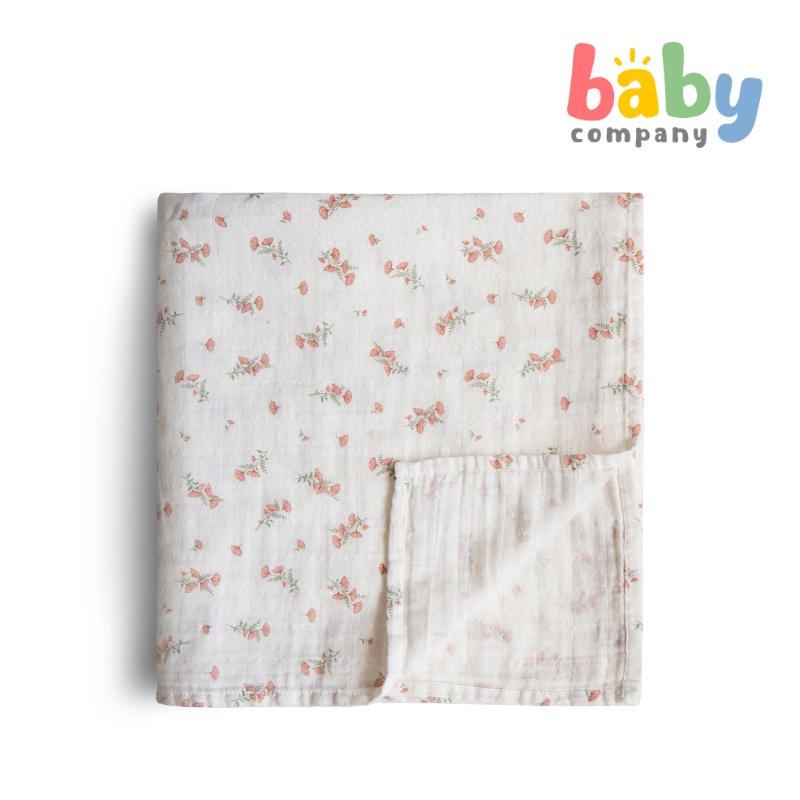 Mushie Swaddle Printed – Pink Flowers