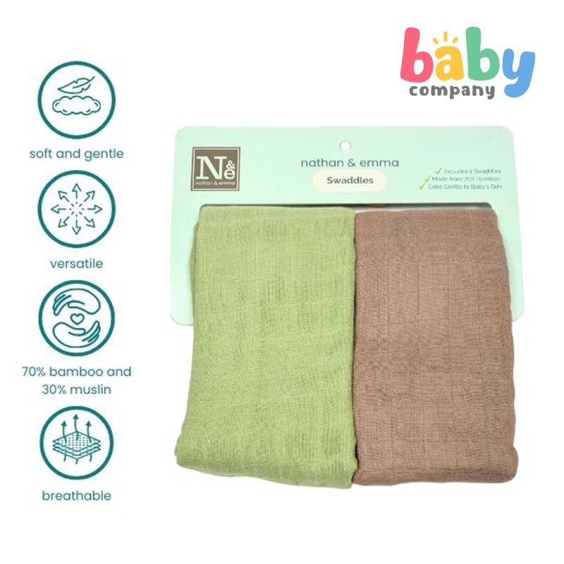 Nathan & Emma Swaddle – Caf Au Lait & Sage Green