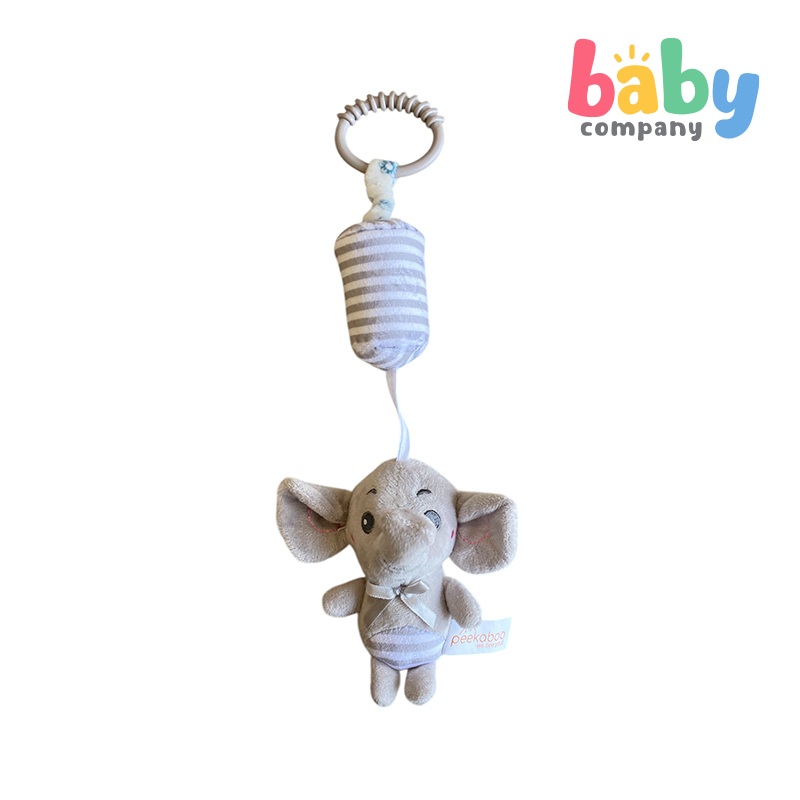 Peekaboo Hanging Rattle Toy – Elephant, Gray