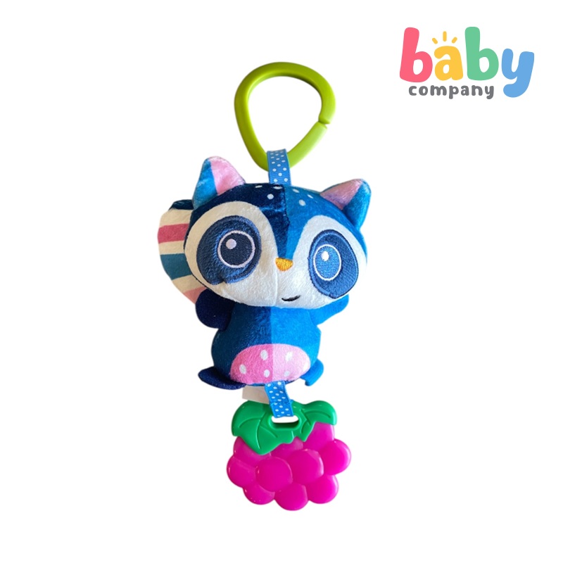 Peekaboo Hanging Rattle Toy – Raccoon, Blue