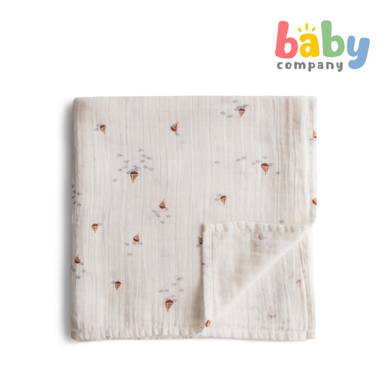 Mushie Muslin Swaddle Printed – Boats