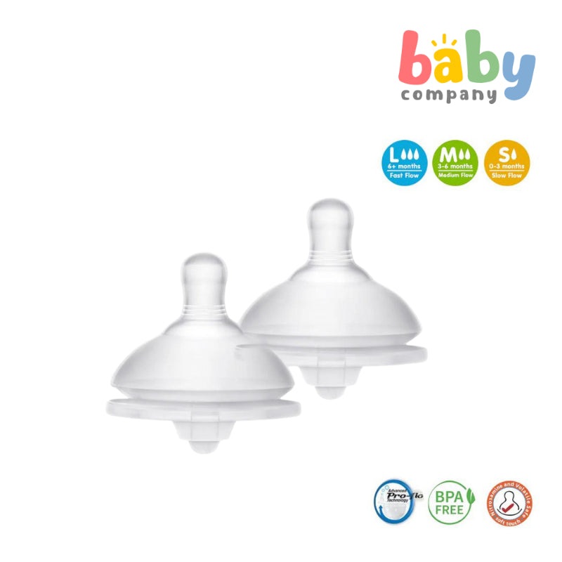 Pur Baby Gentle Touch Wide Neck Silicone Nipple, Pack of 2 – Large