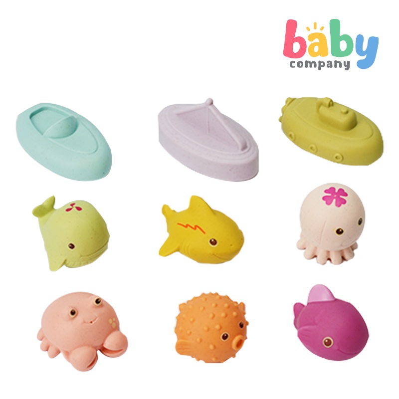 Baby Company 9pcs Wheat Straw Baby Bath Toy – Sea Creatures