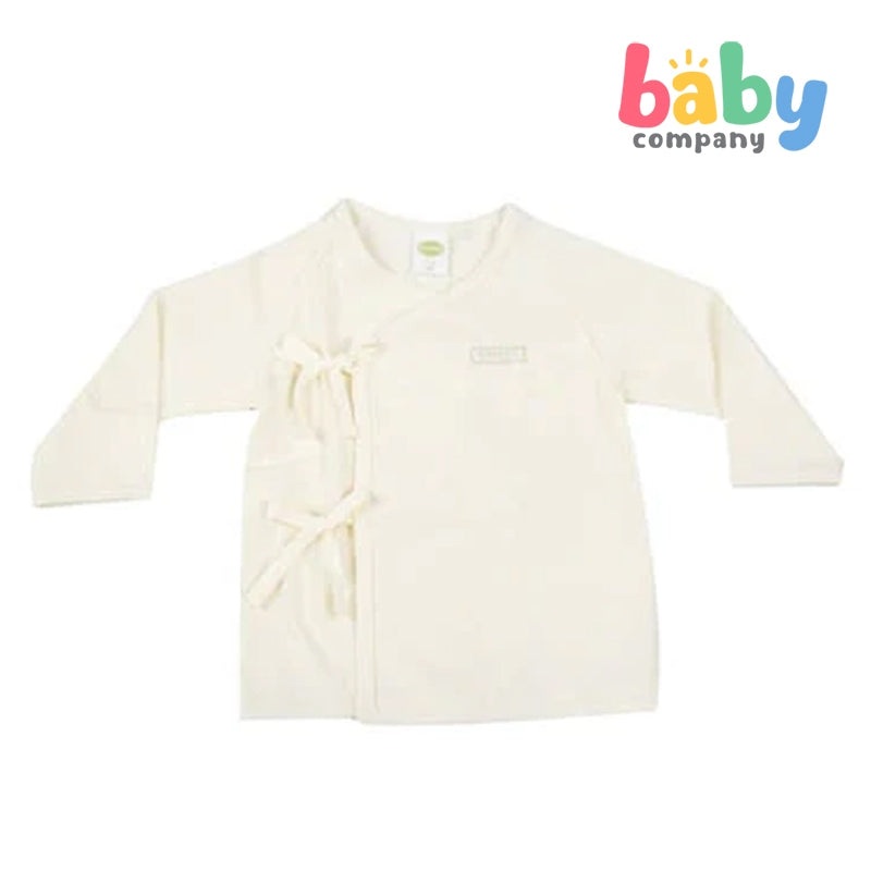 Enfant Organic Longsleeves Tie-Side Shirt, Beige 0-3 Months