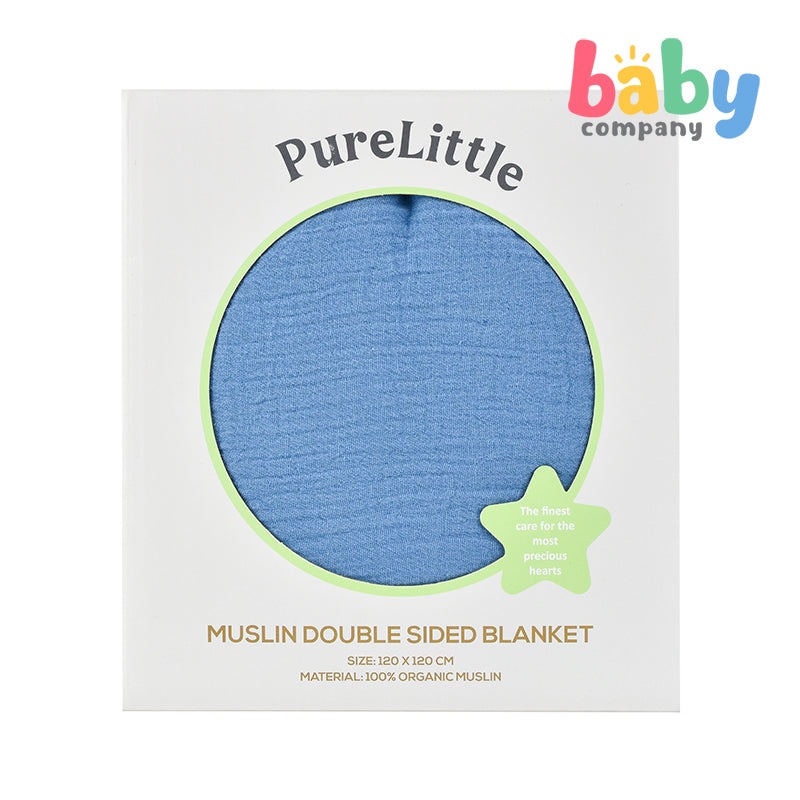 Pure Little Muslin Double Sided Blanket – Blue